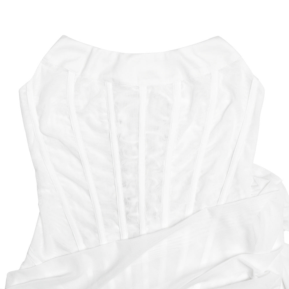 Strapless Corset Bustier Draped Wrap Mini Dress 8