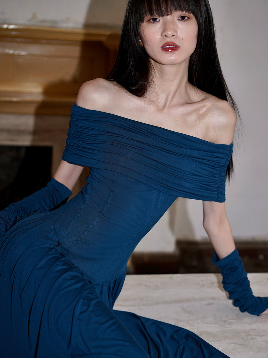 Off-Shoulder Ruched Corset Wide-Leg Palazzo Jumpsuit 2