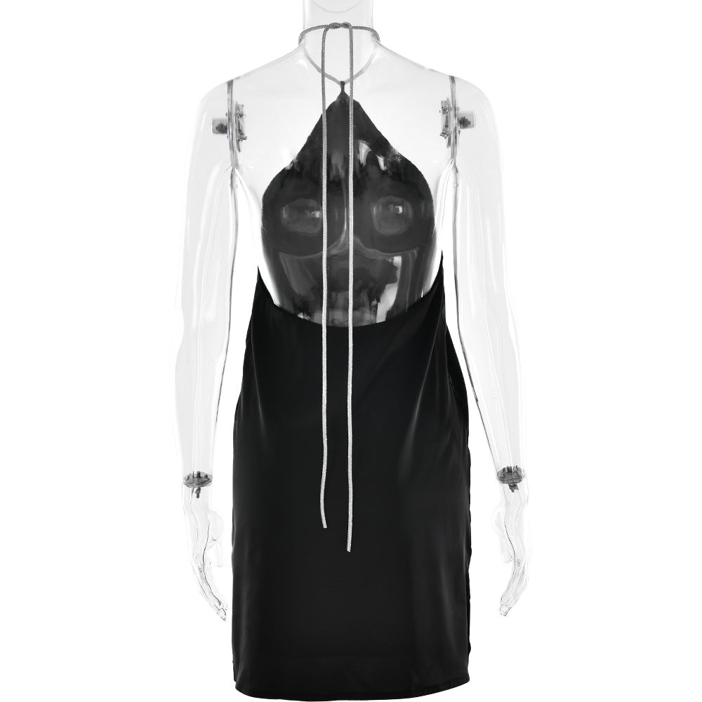 Halter Neck Sleeveless Satin Shift Mini Dress 8