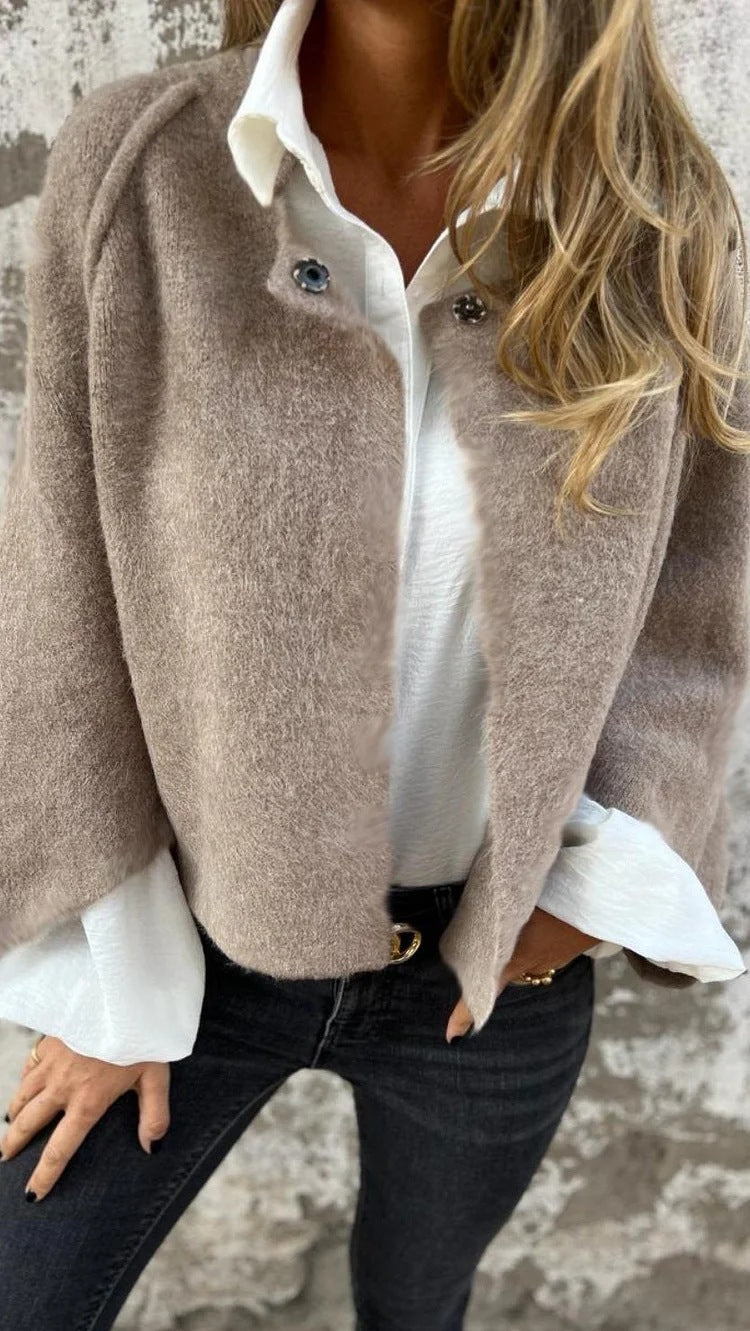 Chic Loose Cashmere Long Sleeve Jacket for Effortless Style