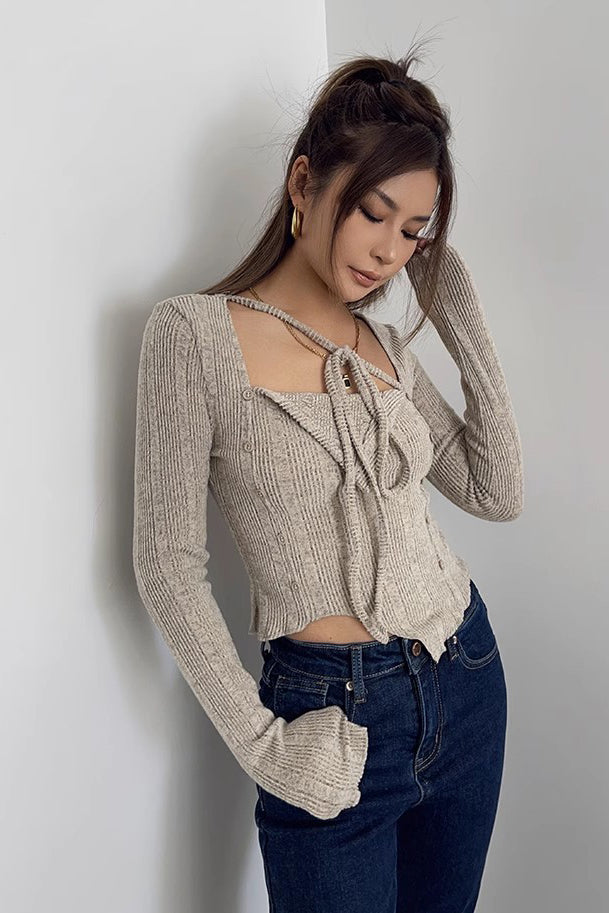 Asymmetrical Hem Rib-Knit Sweater Top for Effortless Style