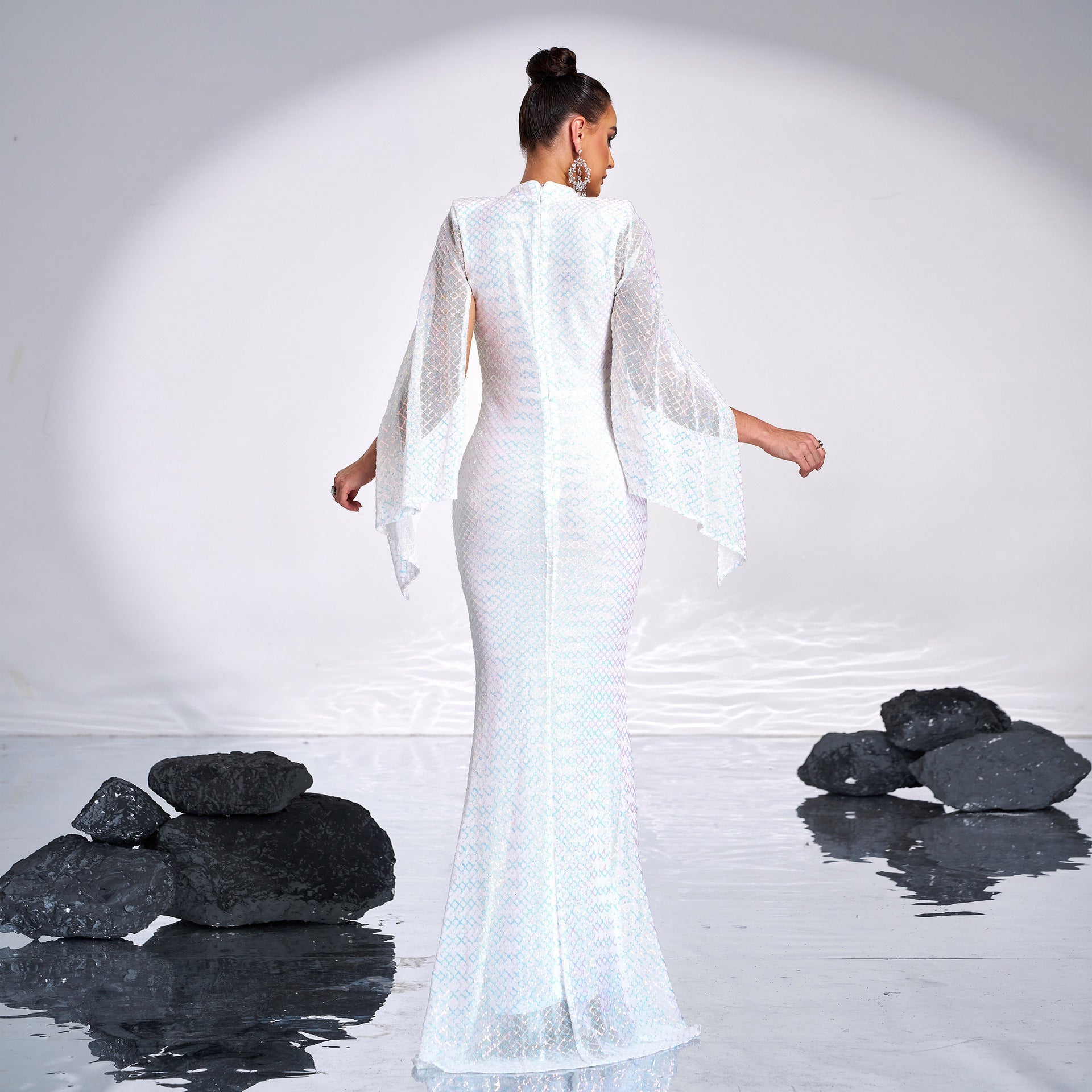 Long Sequined Party Evening Gown Dress