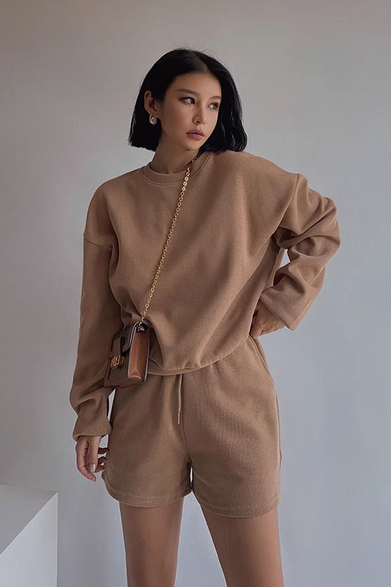 Orro Shop Stylish Long Sleeve Sweater and Shorts Set