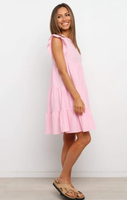Ruffle Sleeve Tiered Babydoll Swing Mini Dress 4
