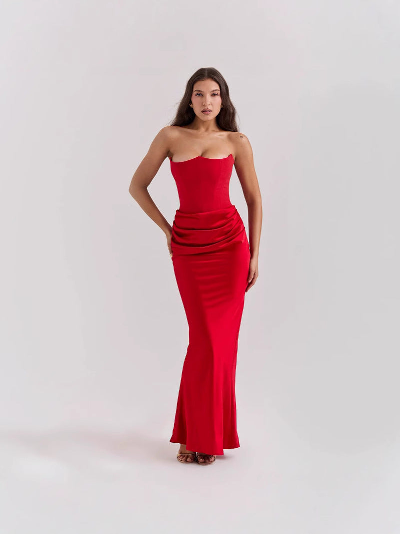 Strapless Backless Fitted Evening Gown Dress - Fashionpara