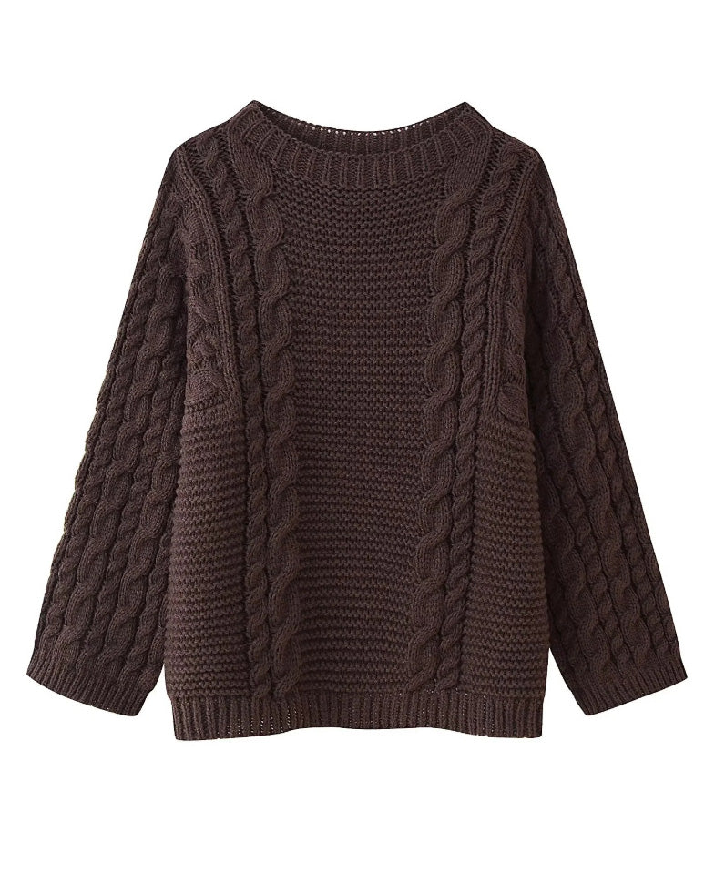 Golden Rhine Knitted Bell Sleeve Sweater in Soft Cozy Style