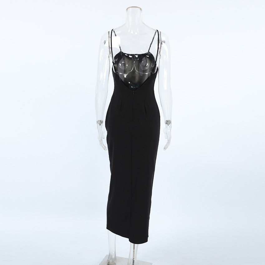 Velvet Spaghetti-Strap Front-Slit Bodycon Midi Dress 6