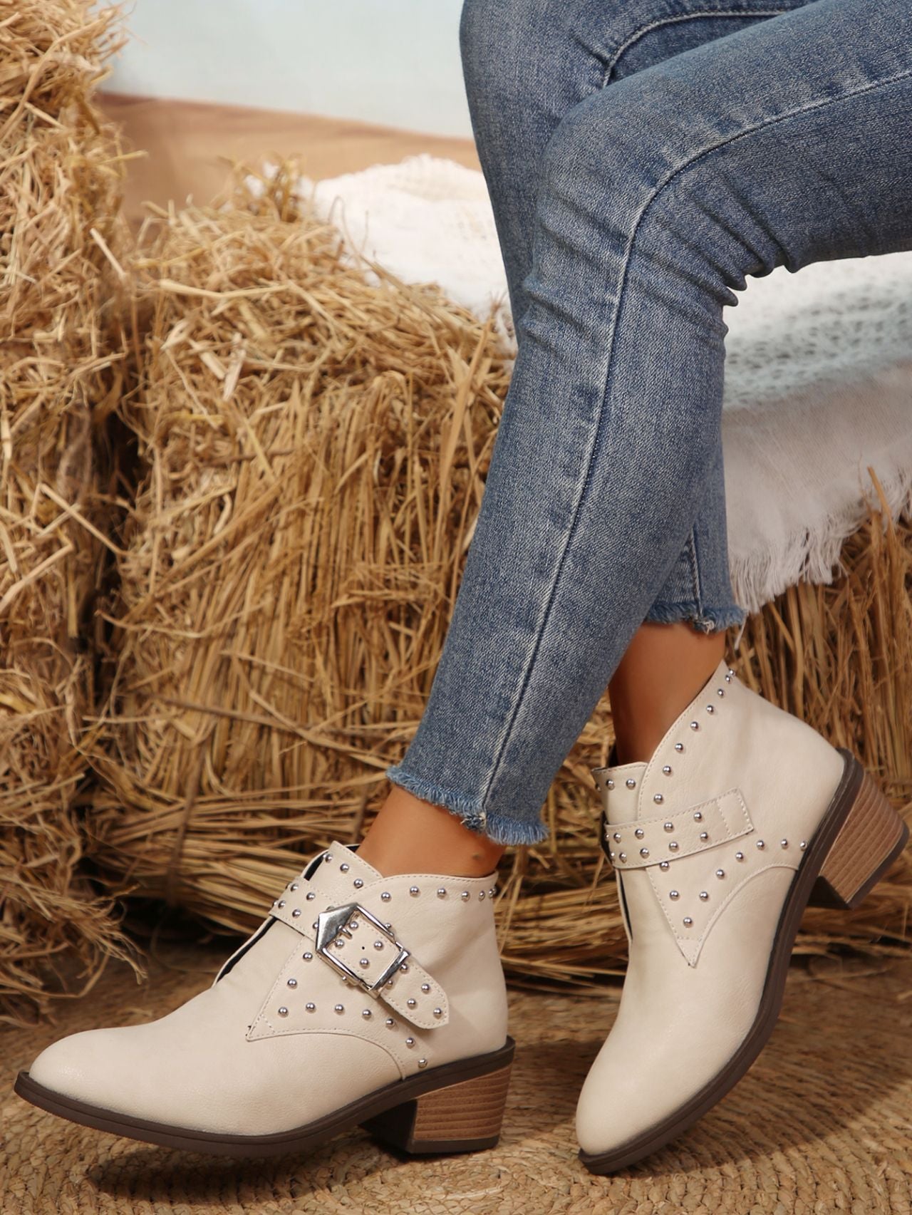 Austrian Alpine studded low block heel Chelsea boots