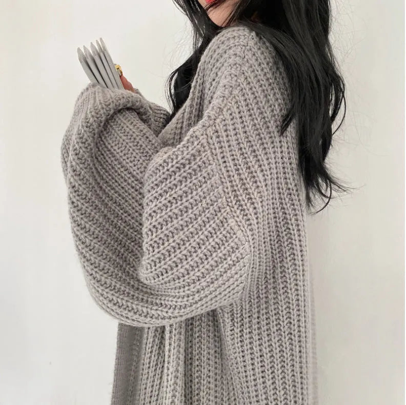 ShoptheCIC Vintage Loose Knitted Long Sweater Coat for Comfort