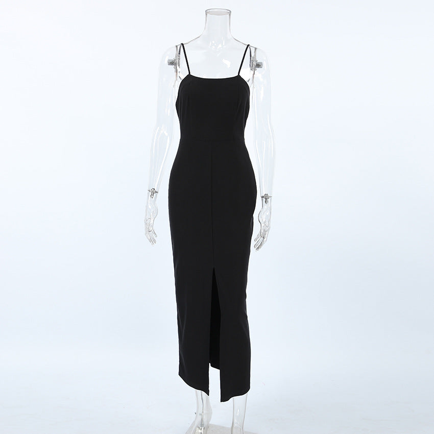 Velvet Spaghetti-Strap Front-Slit Bodycon Midi Dress 4