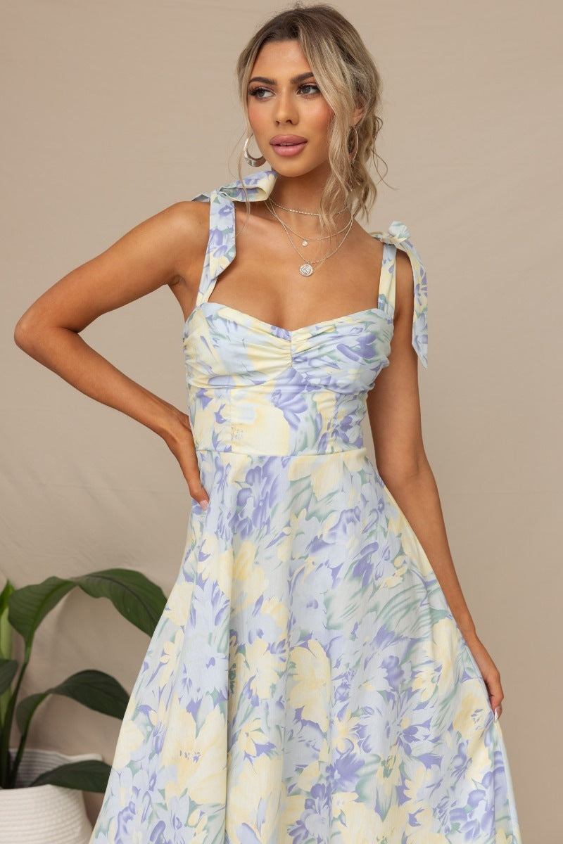 Floral Sweetheart Tie-Strap Fit & Flare Sundress