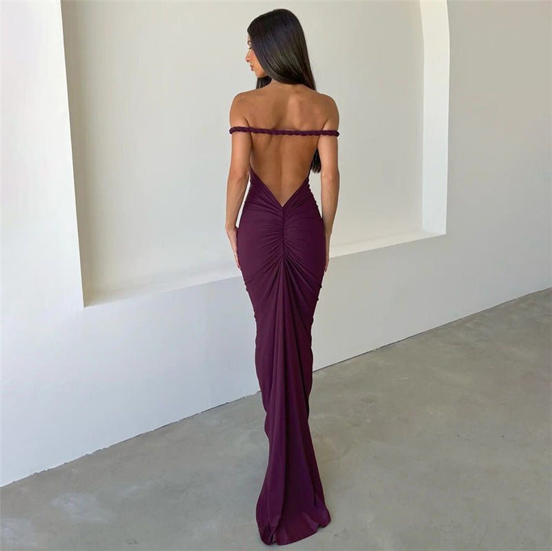 One-Shoulder Cap-Sleeve Bodycon Mermaid Maxi Dress 4