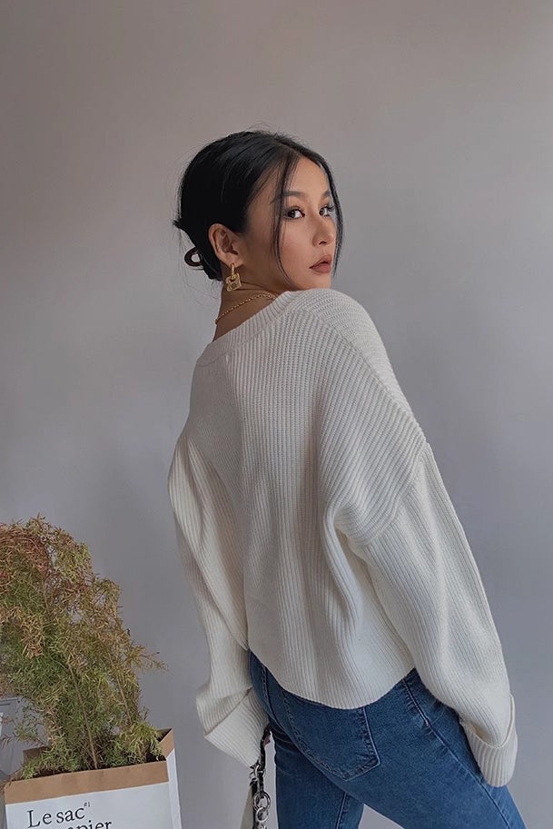Rib-Knit Drop Sleeve Cardigan for Effortless Style and Comfort