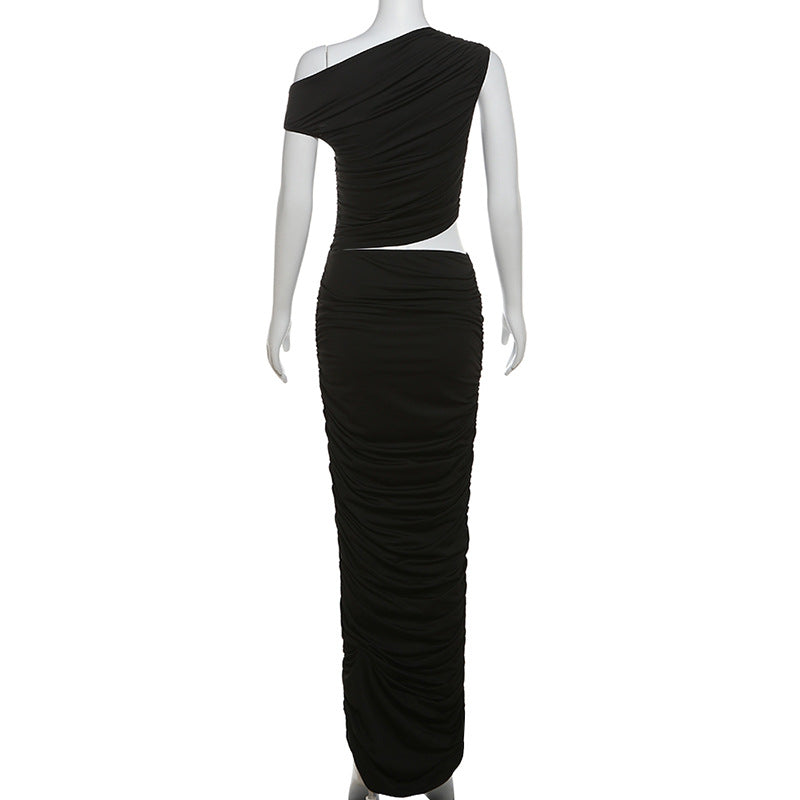 One-Shoulder Ruched Crop Top & Maxi Skirt Set 7