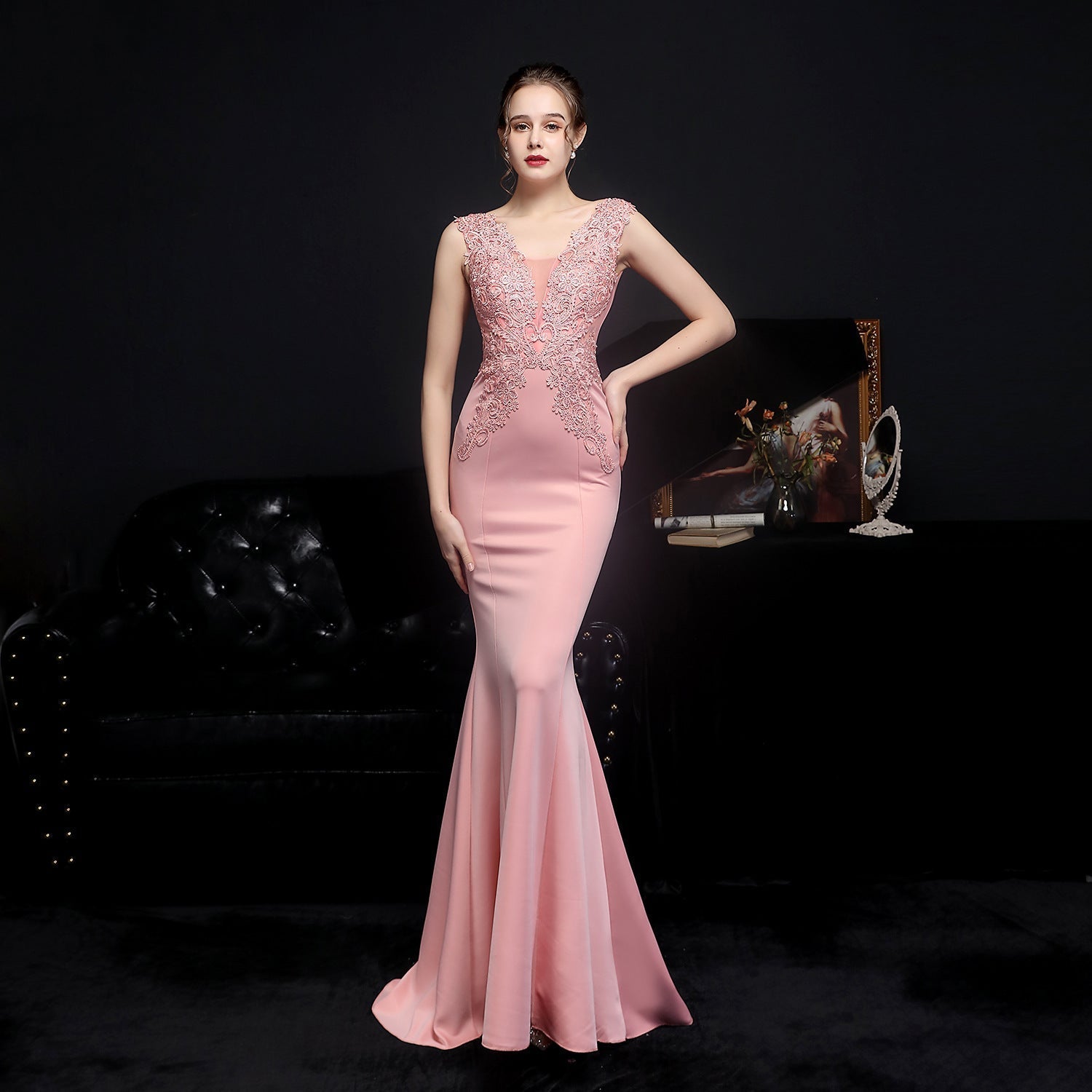 Amelia embroidered sequined fishtail dress - Fashionpara