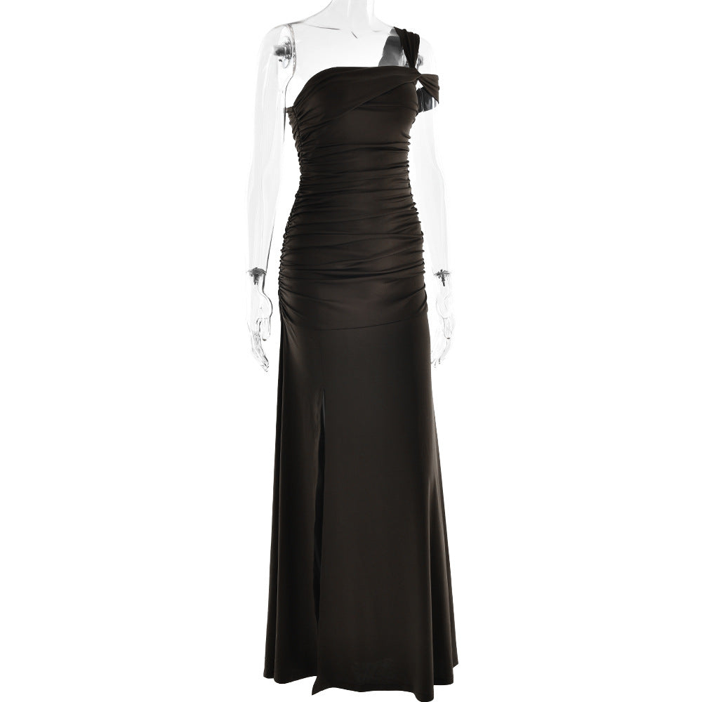 Ruched Jersey Off-Shoulder Fishtail Maxi Gown 3