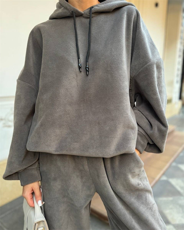 Cozy Campus Crew Polar Fleece Hoodie and Sweatpants Set