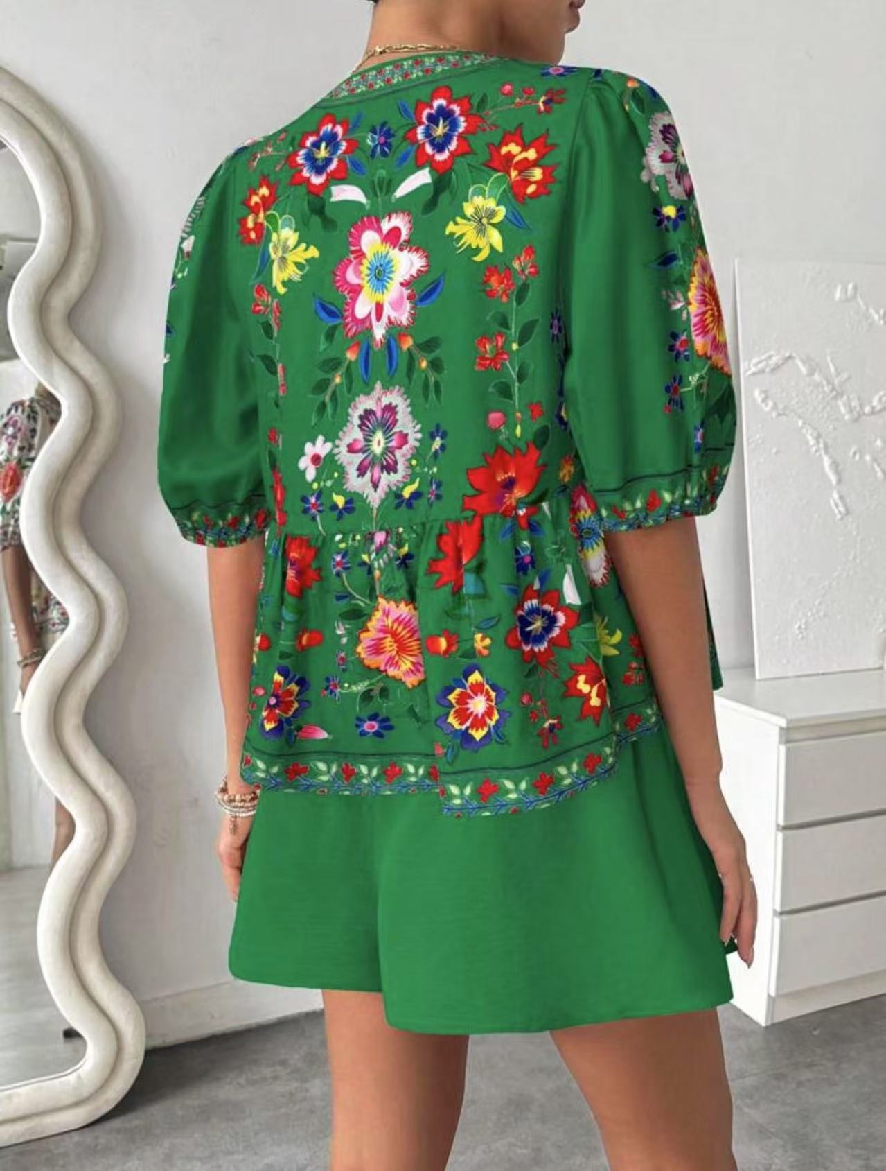 Off Shoulder Vintage Printed Top