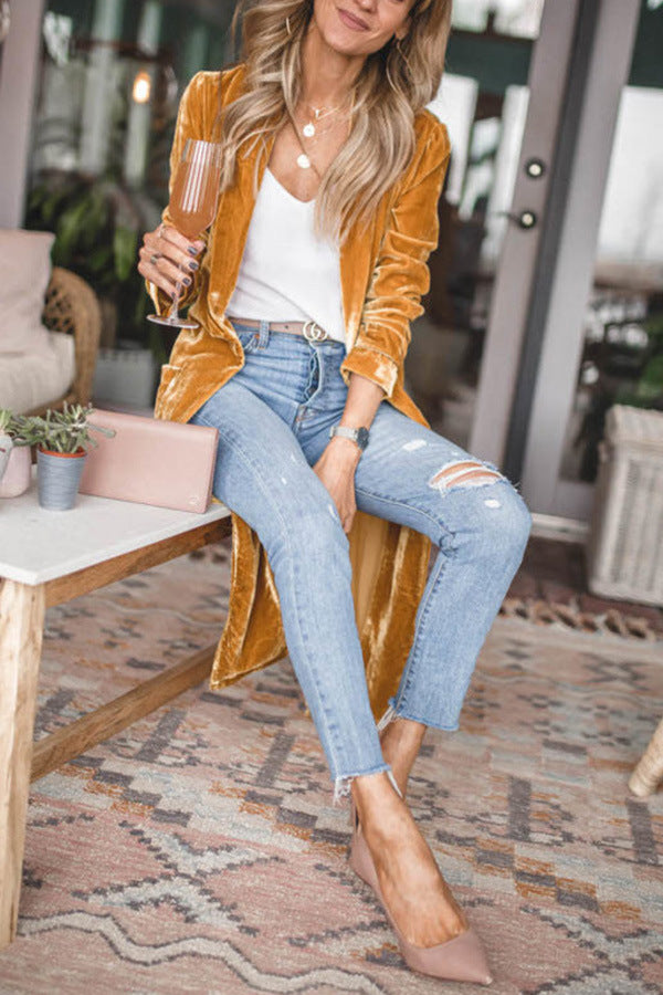 ShoptheCIC Velvet Cardigan Coat for Effortless Elegance
