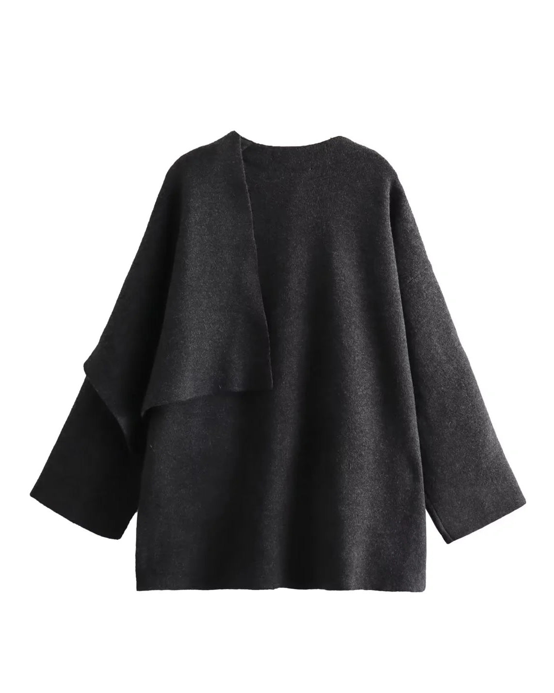 ShoptheCIC Cropped Knitted Jacket with Asymmetric Scarf Detail