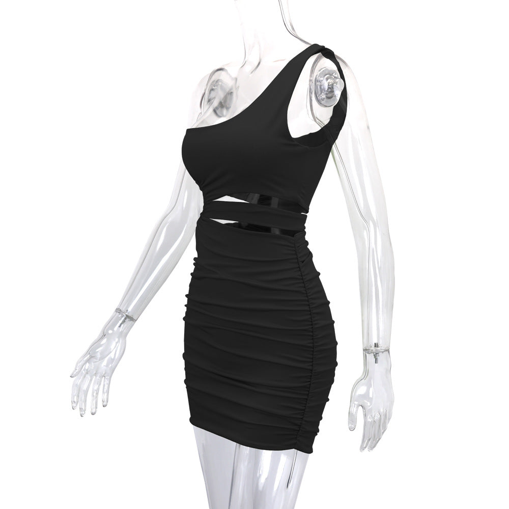 One-Shoulder Cut-Out Ruched Bodycon Mini Dress 9