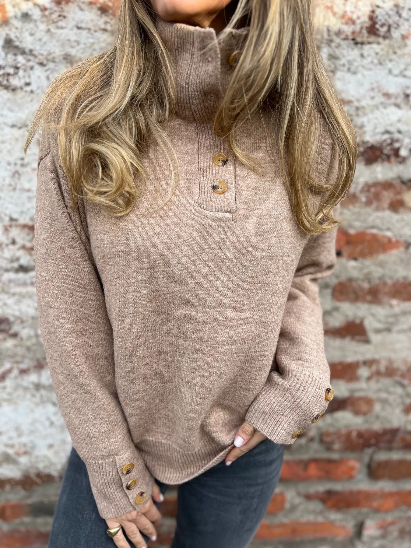 Loose Fit Stand Collar Sweater in Solid Color for Comfort