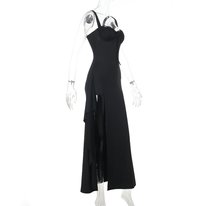 Lace Sweetheart Strappy High Slit Bodycon Maxi Dress 8