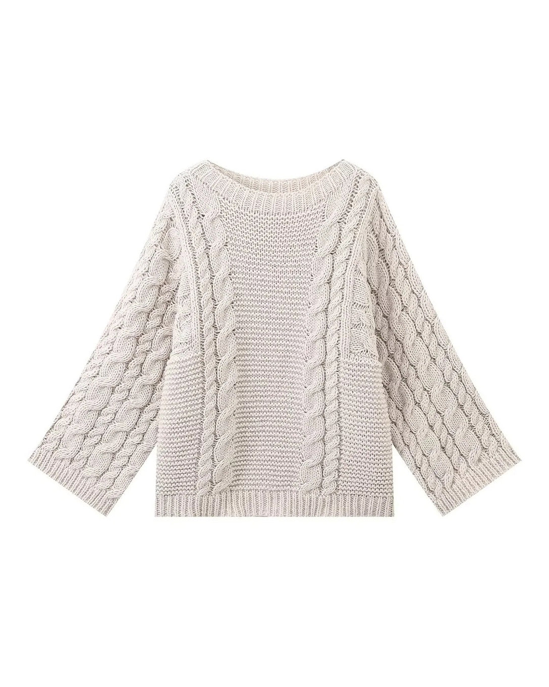 Golden Rhine Knitted Bell Sleeve Sweater in Soft Cozy Style