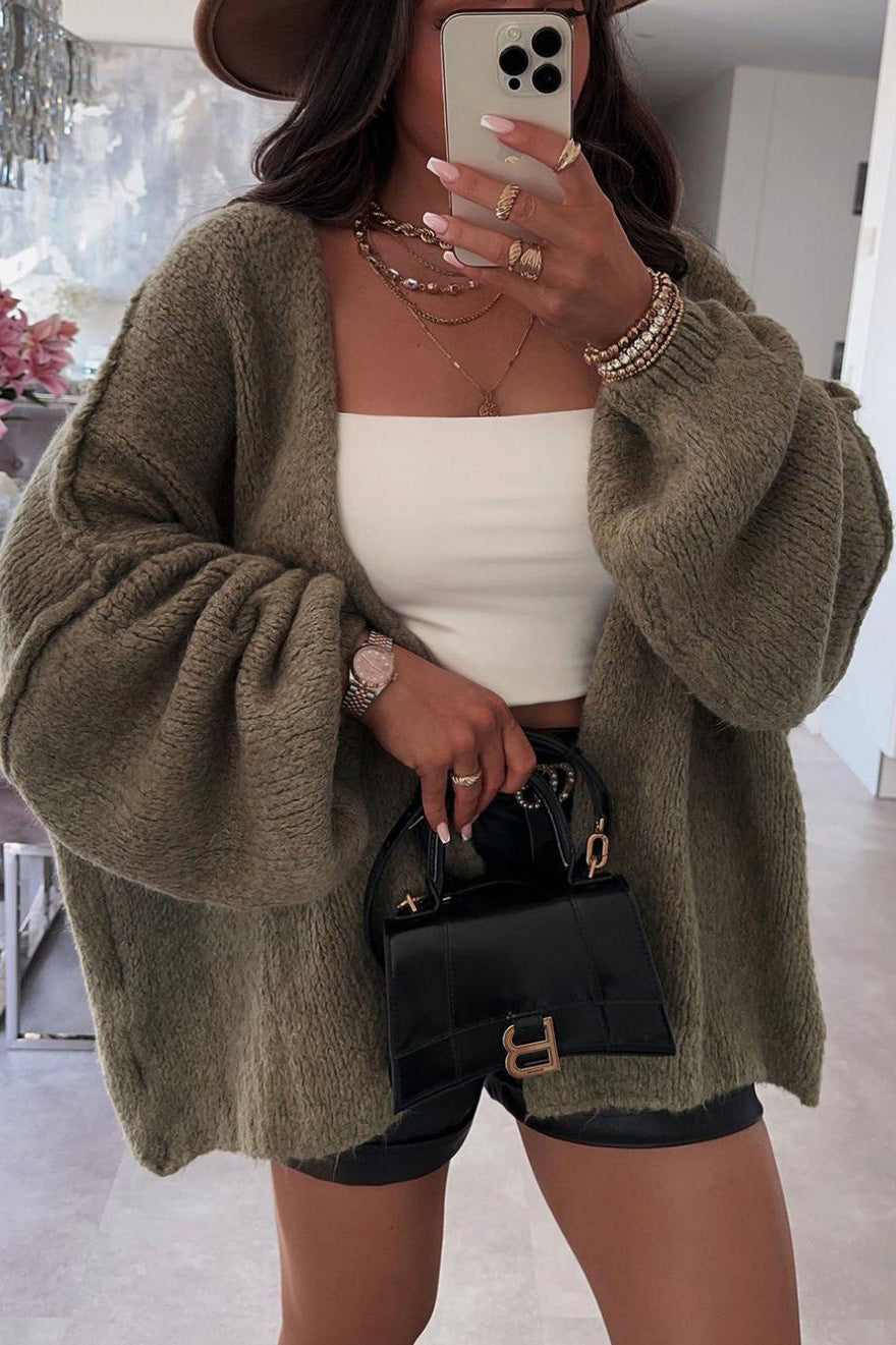 Chic Mid-Length Knitted Cardigan for All-Day Comfort