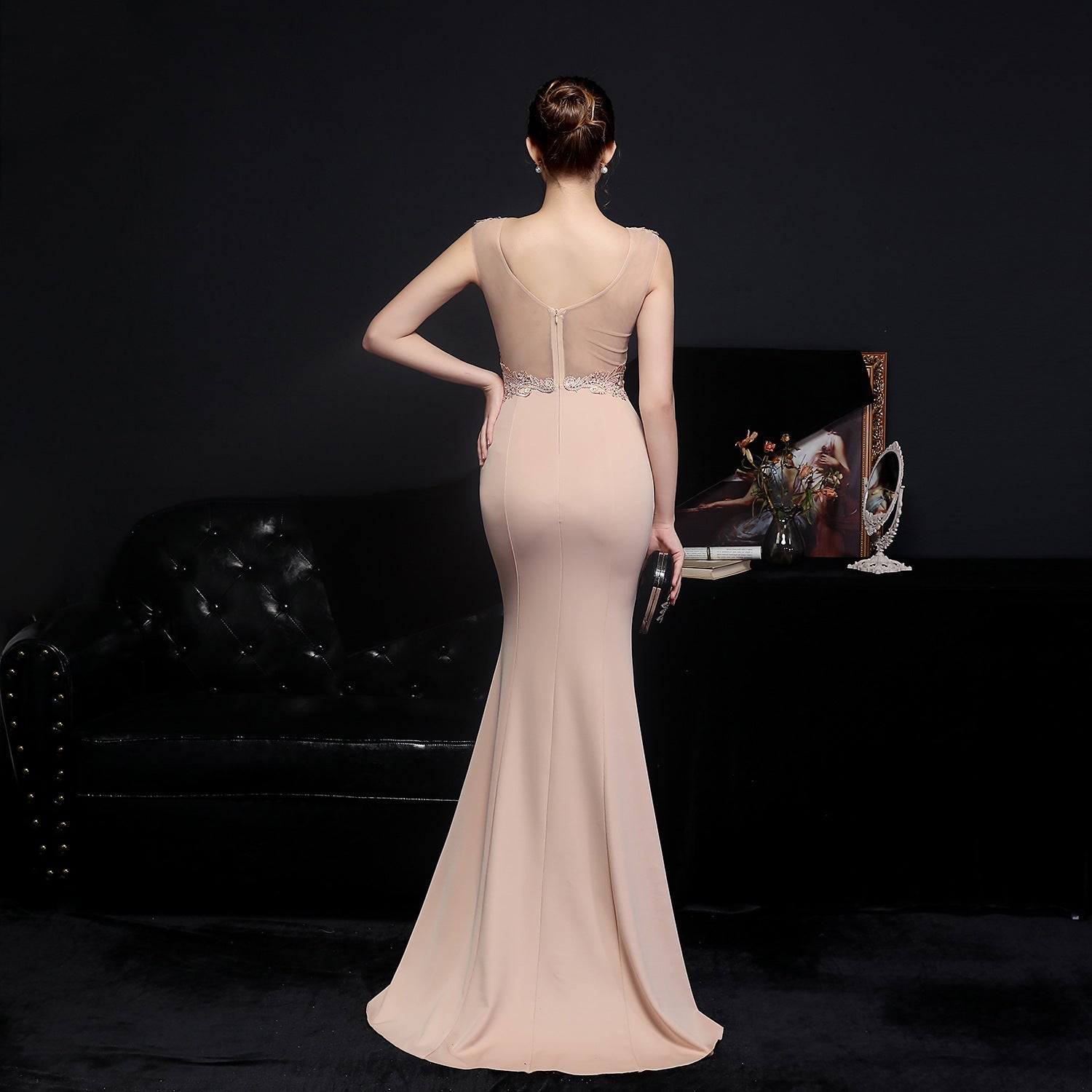 Amelia embroidered sequined fishtail dress - Fashionpara