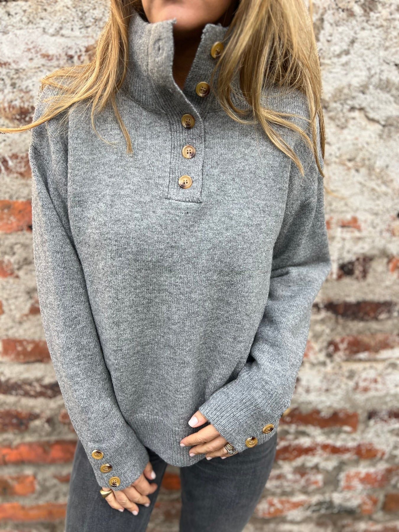 Loose Fit Stand Collar Sweater in Solid Color for Comfort