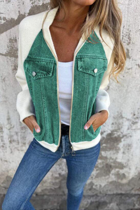 Stylish Hooded Denim Patchwork Jacket for Modern Wardrobes