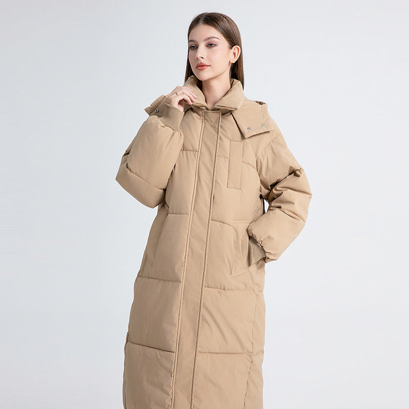 Hooded Zip Front Longline Puffer Coat 3