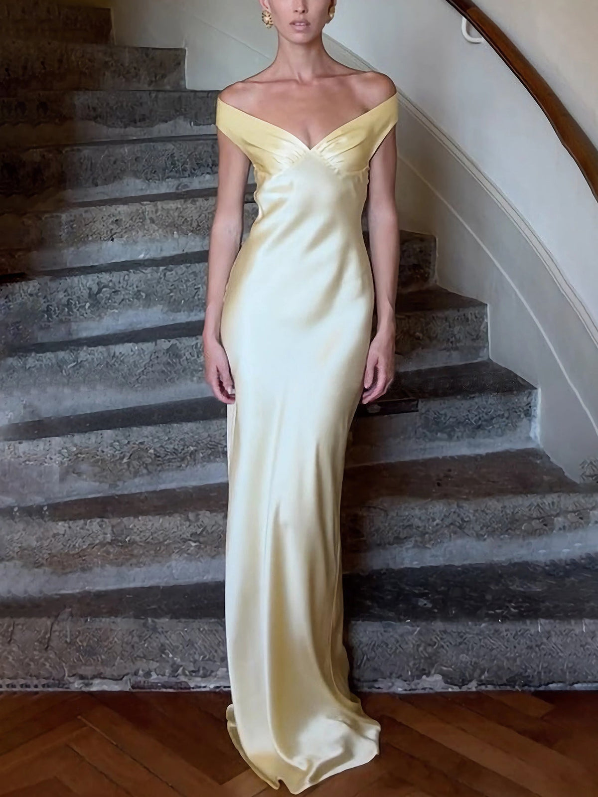 Satin Off Shoulder Sweetheart Maxi Dress 6