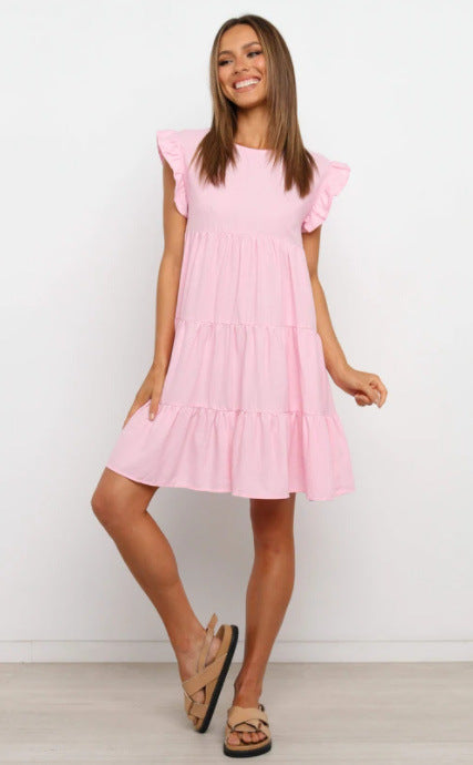 Ruffle Sleeve Tiered Babydoll Swing Mini Dress 6