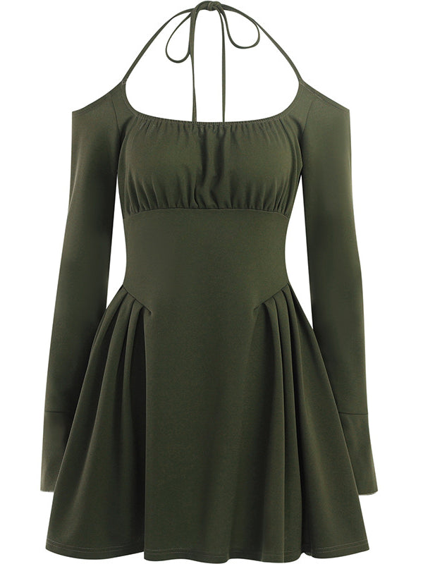 Cold-Shoulder Flare-Sleeve Fit-and-Flare Mini Dress 3
