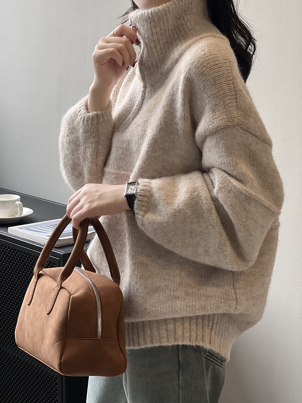 Soft Touch Half-Zip Turtleneck Sweater for Effortless Style