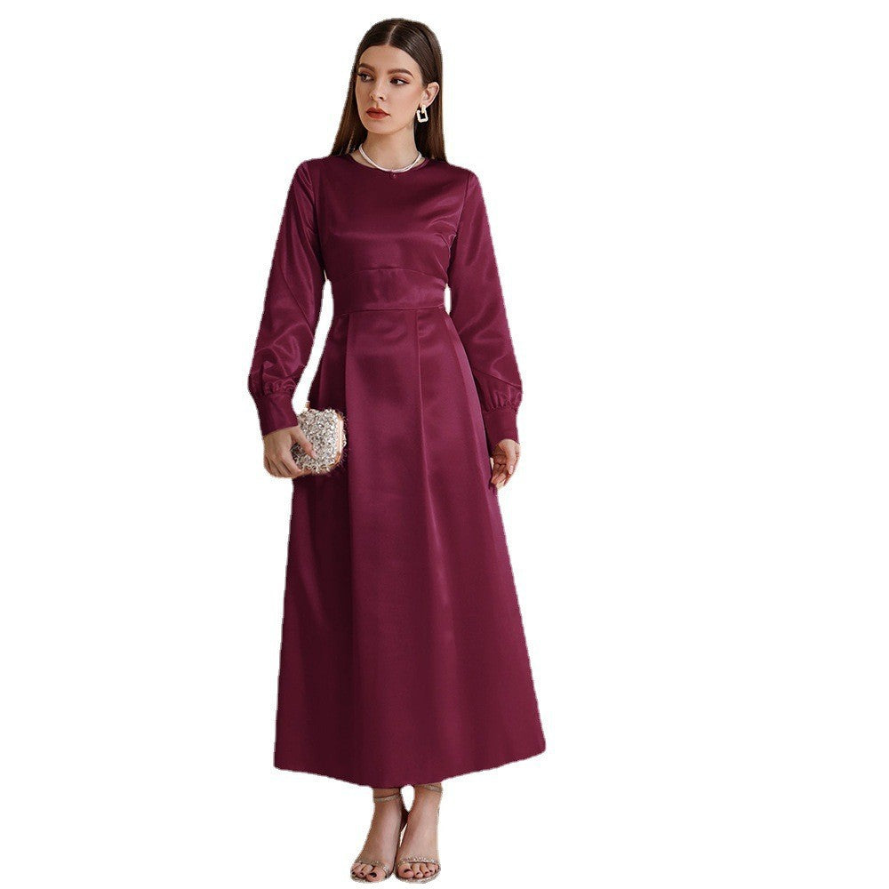 Ladies Casual High Waist Maxi Dress Light Purple Coat Maxi Dress - Fashionpara