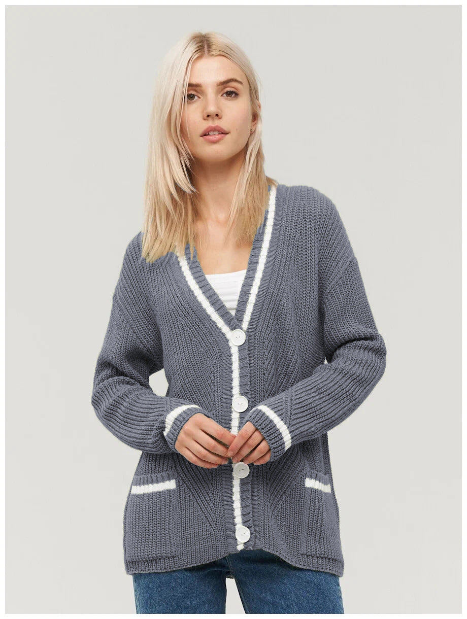 Sophisticated Colorblock Knit Cardigan for Stylish Layering