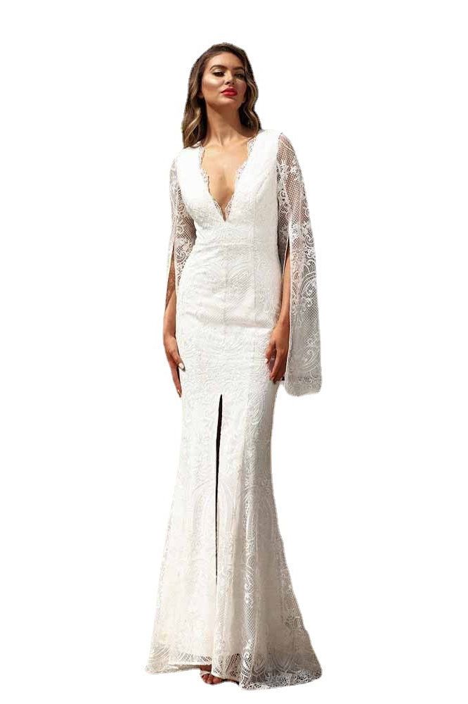 Full Length Long-Sleeved Long Elegant Dress