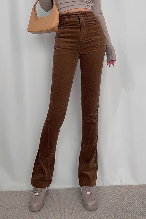 Nature High Waist Slant Pocket Flared Leg Pants