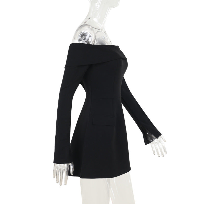 Barbara 2.0 Off Shoulder Mini dress-Black