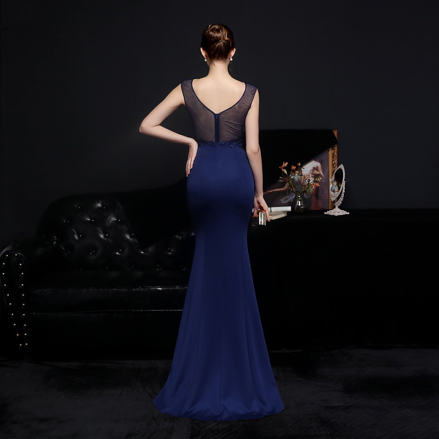 Amelia embroidered sequined fishtail dress - Fashionpara