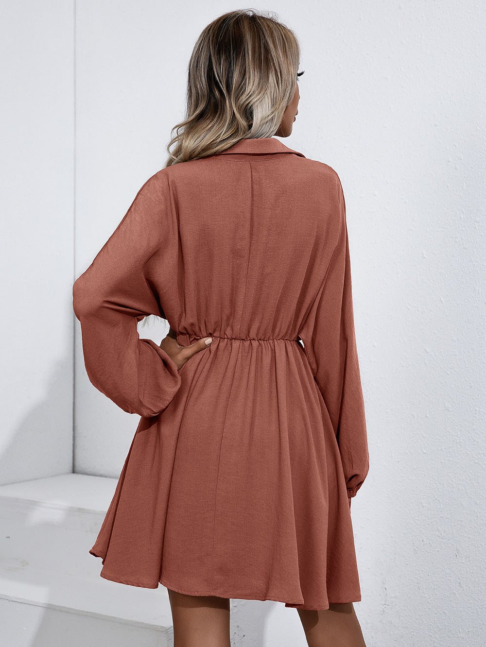 Remy Cotton Pocketed Shirt Dress - Wine - FINAL SALE 5
