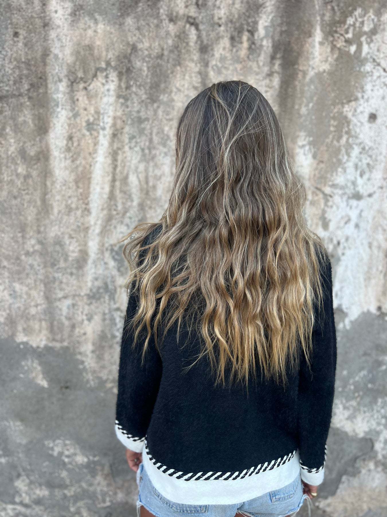 ShoptheCIC Black and White Contrast Long-Sleeved Jacket