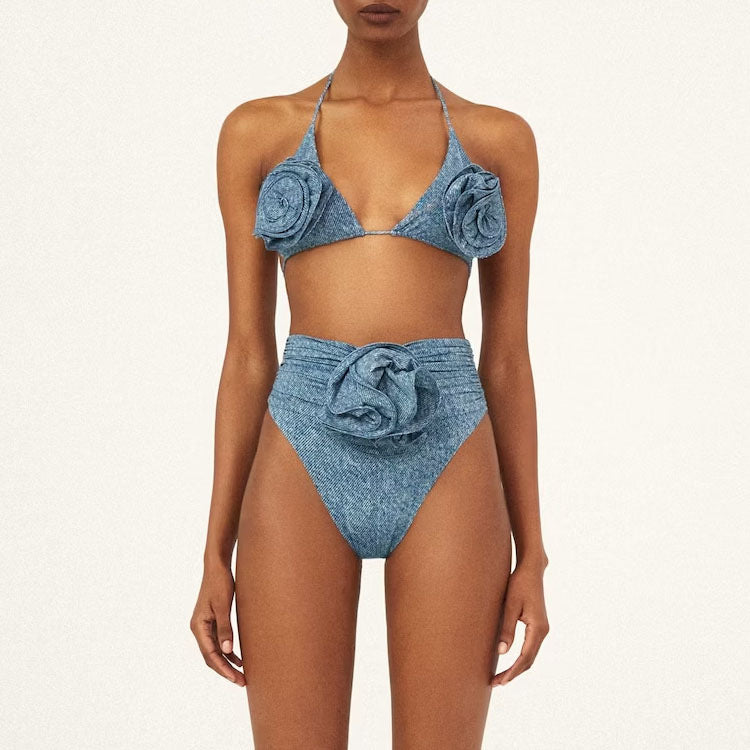 Denim Drip Bikini - Blue - Fashionpara