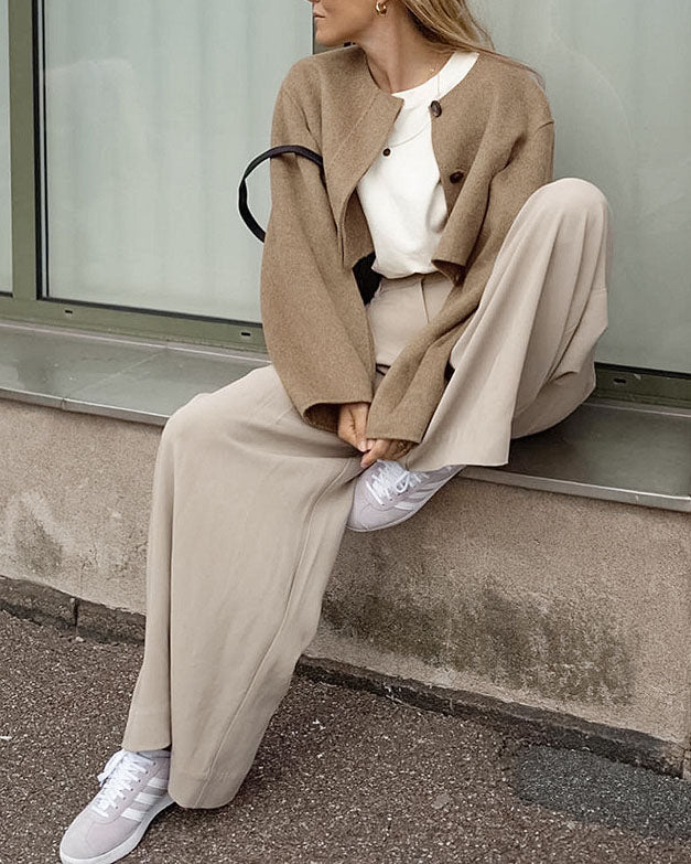 Relaxed-fit Brown Wool Coat for Effortless Style and Comfort