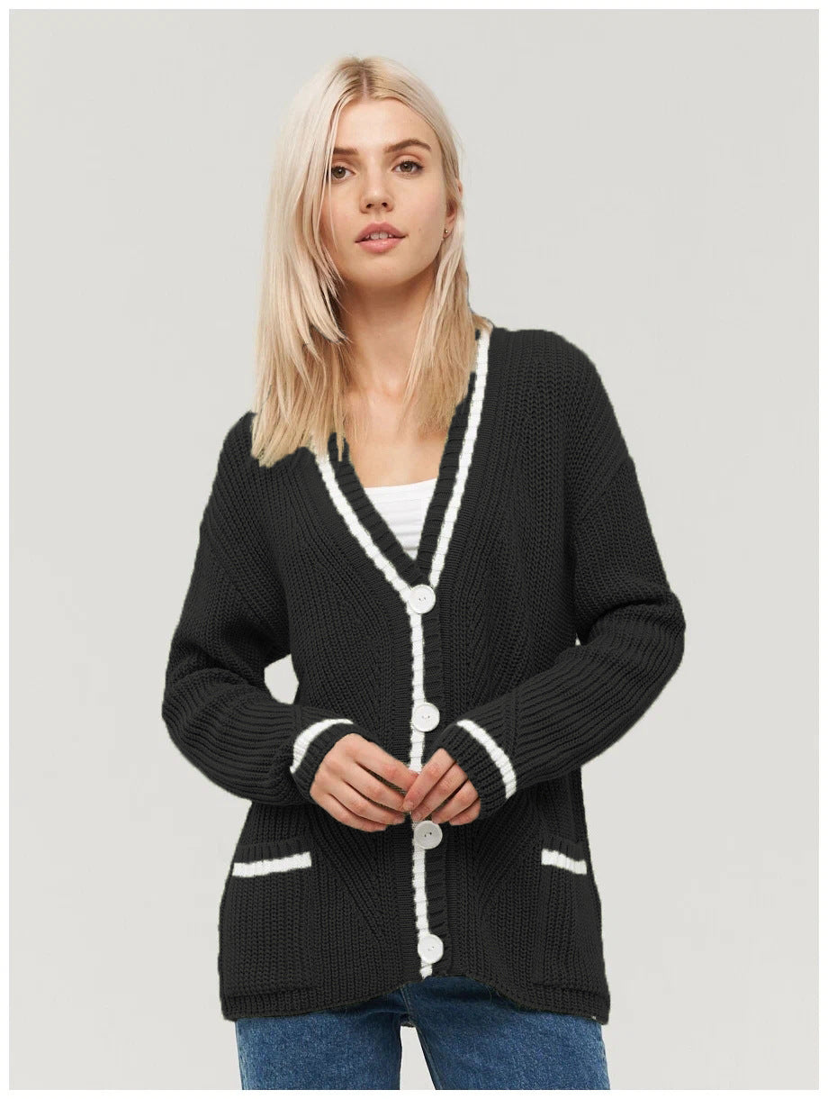 Sophisticated Colorblock Knit Cardigan for Stylish Layering