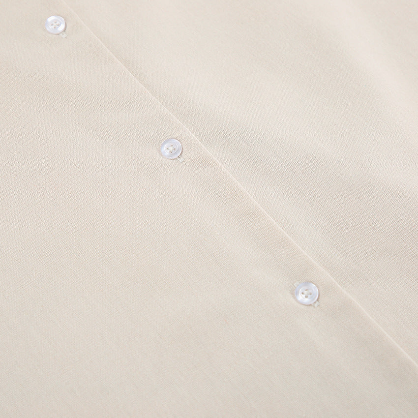 Linen V-Neck Button-Front Puff-Sleeve Midi Dress 18