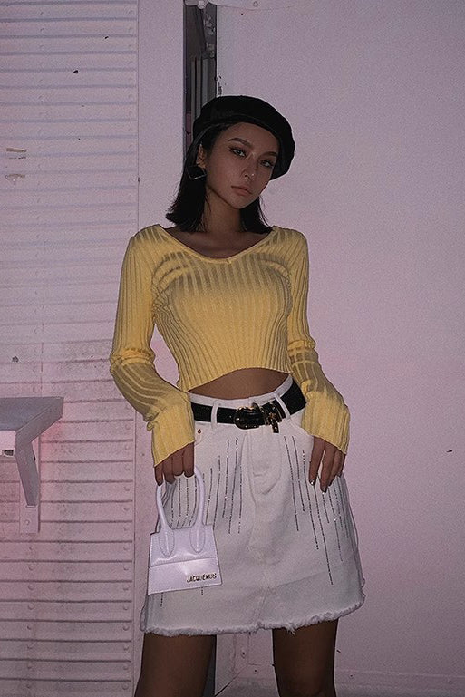 Rib-Knit V Neck Sweater for Effortless Style and Comfort